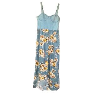 B.O.G. Denim and Floral Jumpsuit